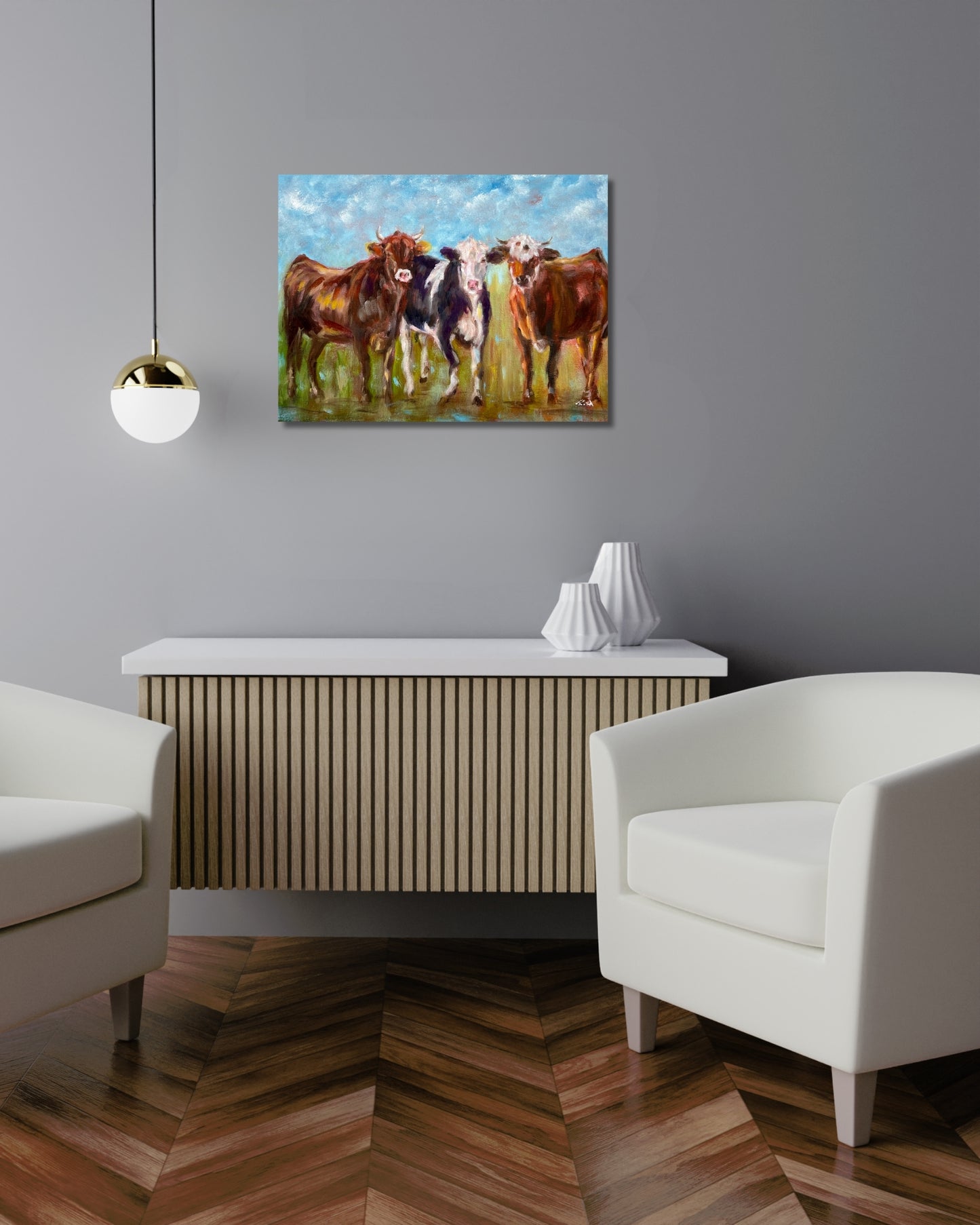 Three Cows Under Open Skies