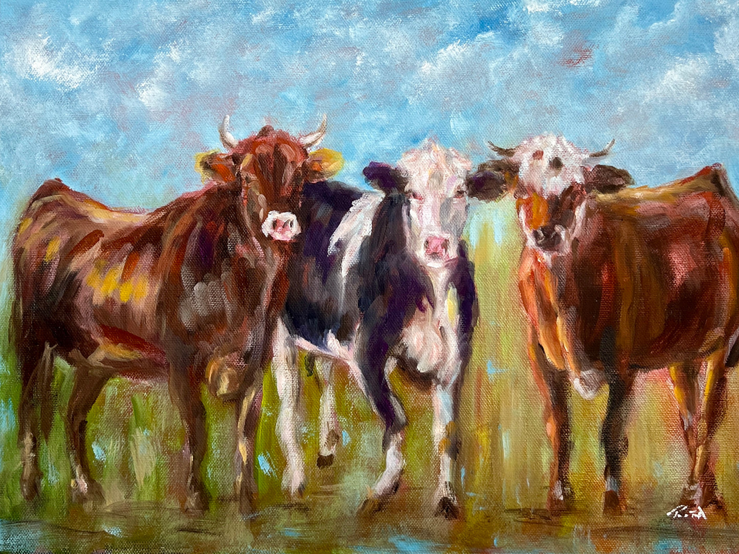 Three Cows Under Open Skies