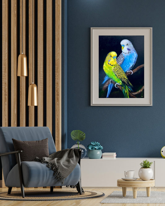 Budgie Brillance- Fine Art Paper Print